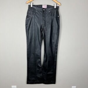 Revice Venus Flares Pants Womens 31 Black Faux Leather Supernova Star Butt Biker